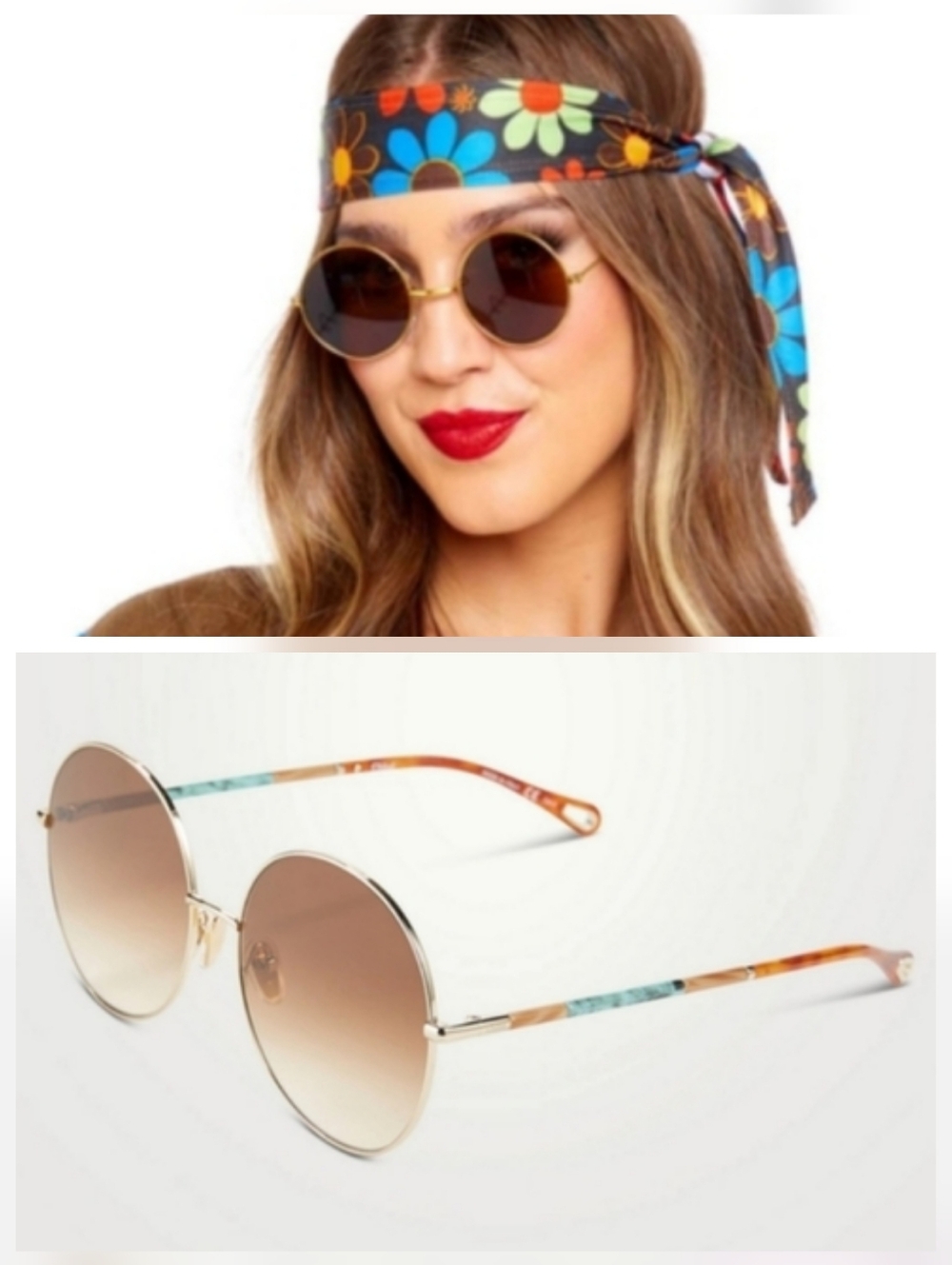 Chloe Round Gold Sunglasses